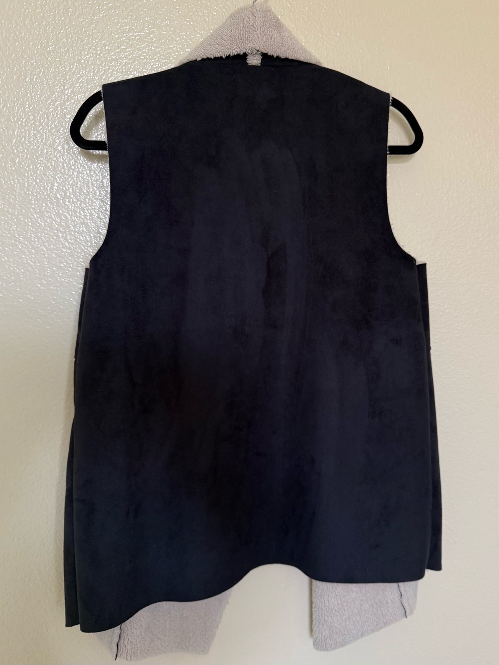 Susina Nordstrom Rack M Black Faux Suede Sherpa Draped Vest Boho - Picture 7 of 10
